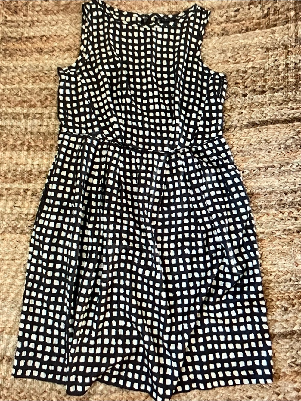 Banana Republic Black and White Grid Sleeveless Casual Dress